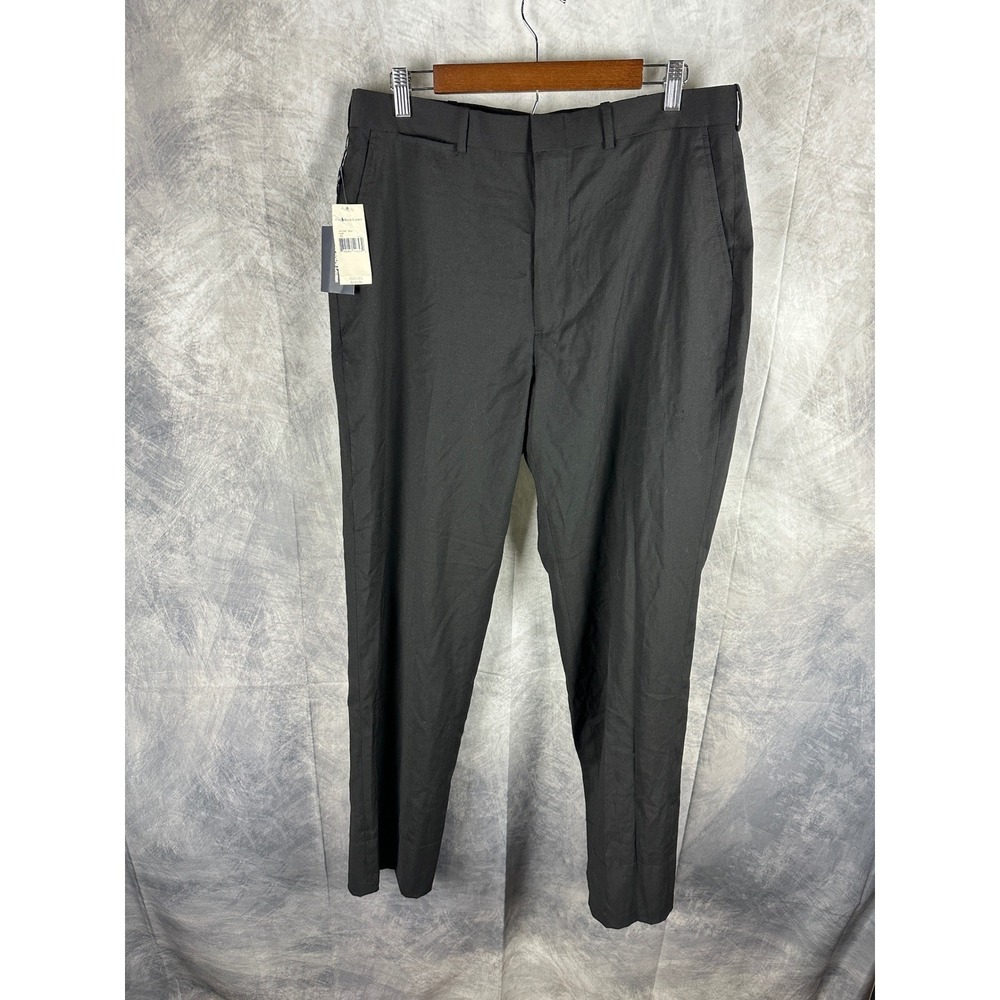 Polo Ralph Lauren Mens Black Wool Blend Dress Pants Flat Front Trousers Size 35